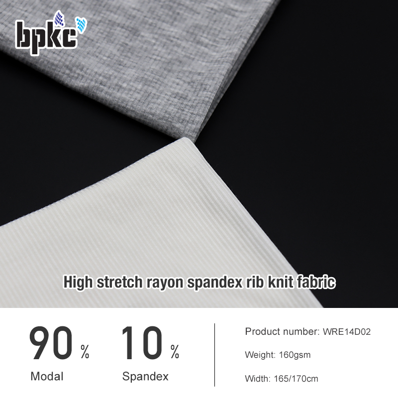 High stretch rayon spandex rib knit fabric